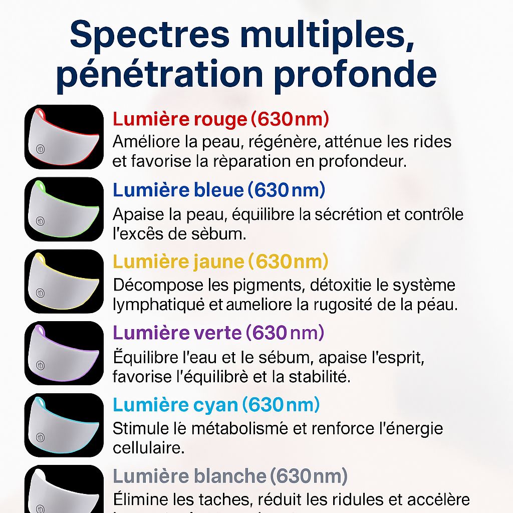 Masque facial LED 7 couleurs – Soin anti-âge et éclat instantané