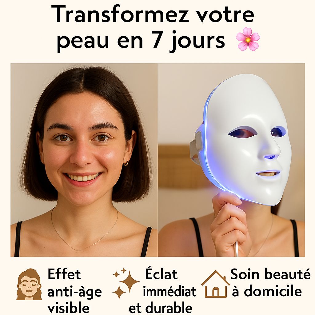 Masque facial LED 7 couleurs – Soin anti-âge et éclat instantané